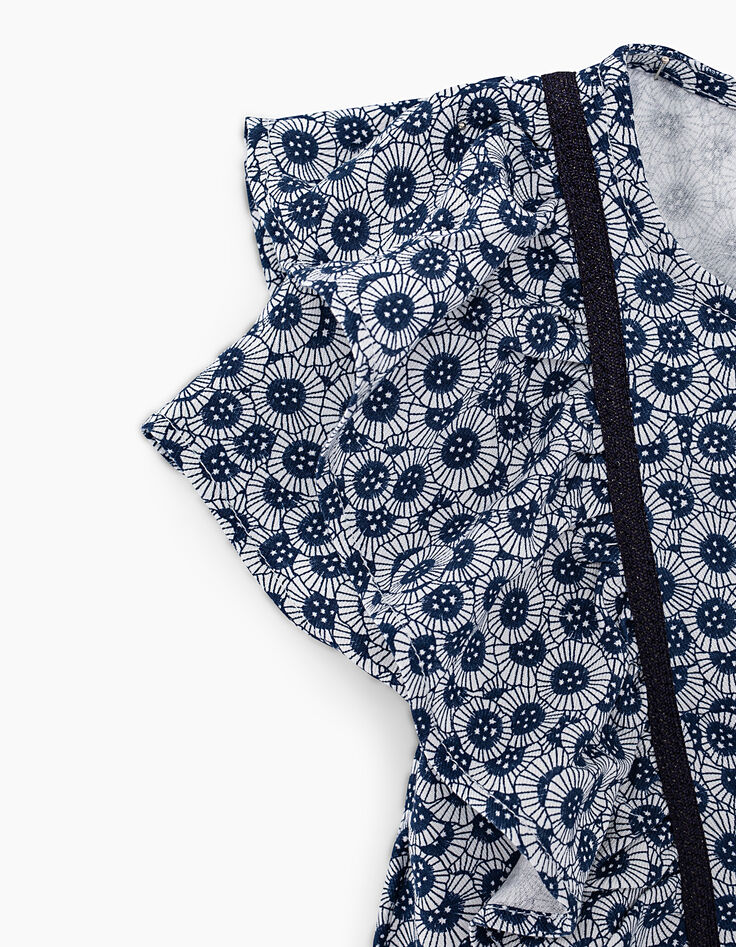 Blouse navy imprimé fleurs aquatiques fille-3 Blouse navy imprimé fleurs aquatiques fille-3