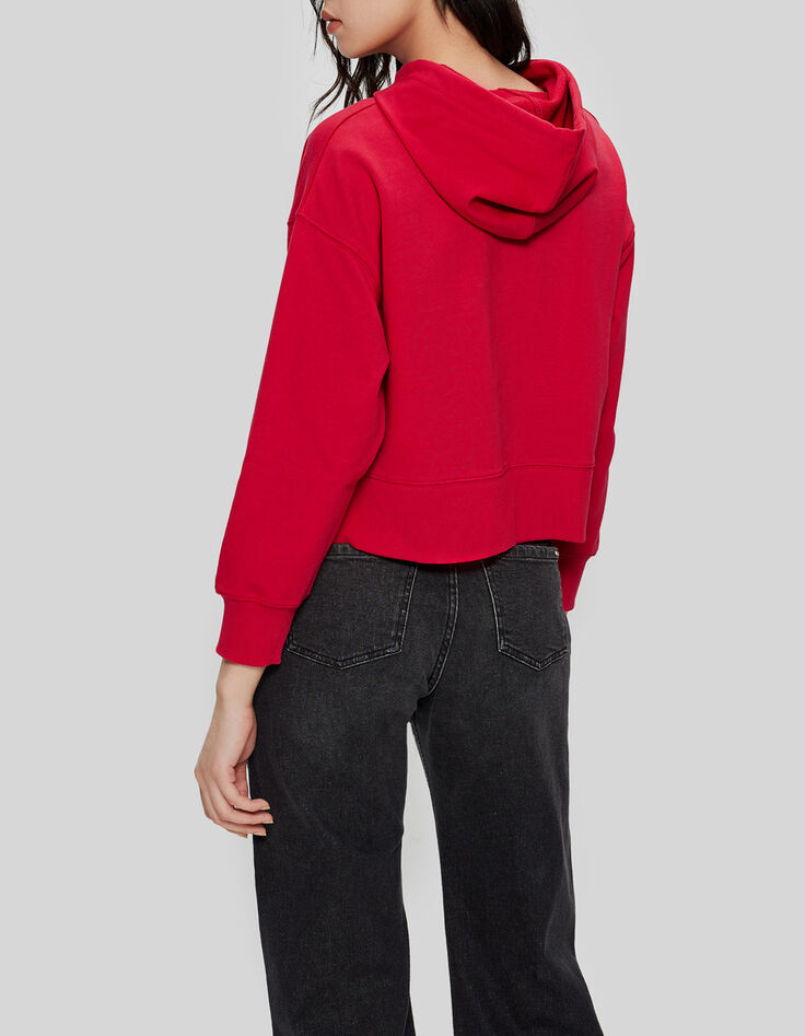 Women’s crimson red hoodie with embroidered dragon-3