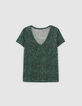 Groen T-shirt linnen tricot luipaardprint Dames-7