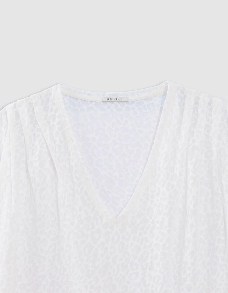 Tee-shirt blanc motif l&eacute;opard en transparence-2