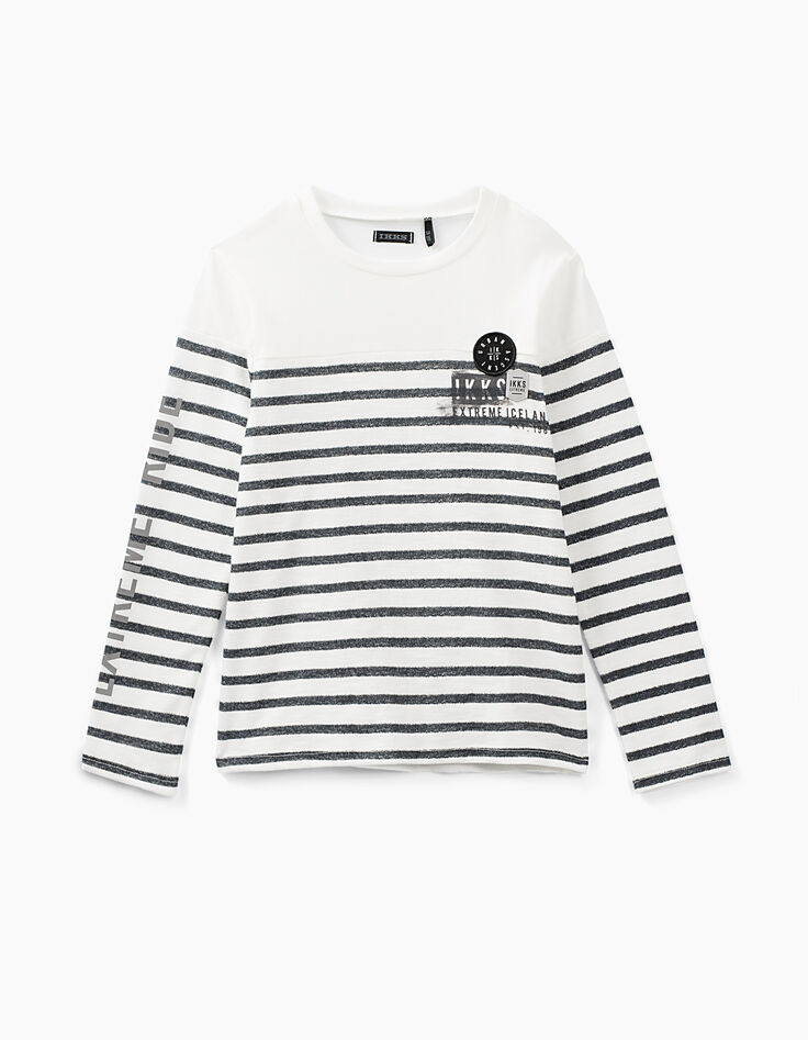 Tee-shirt marinière blanc cassé Extreme Iceland garçon -2