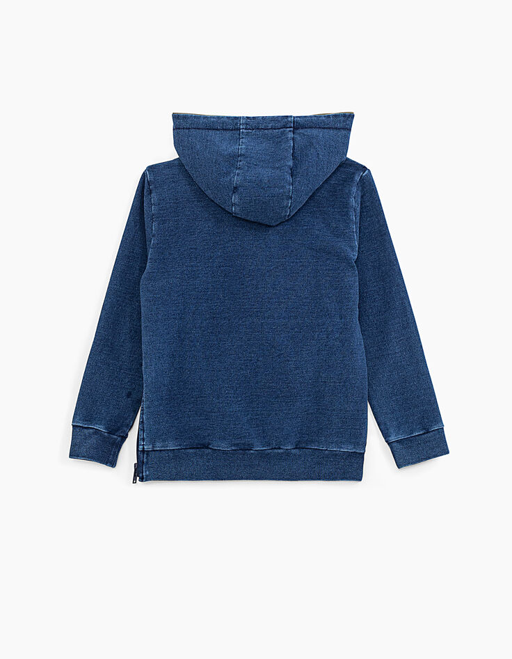 Boys’ indigo sweatshirt with leopard print and badge-2
