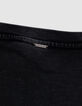Grey cropped sweatshirt with sequined message for girl-7