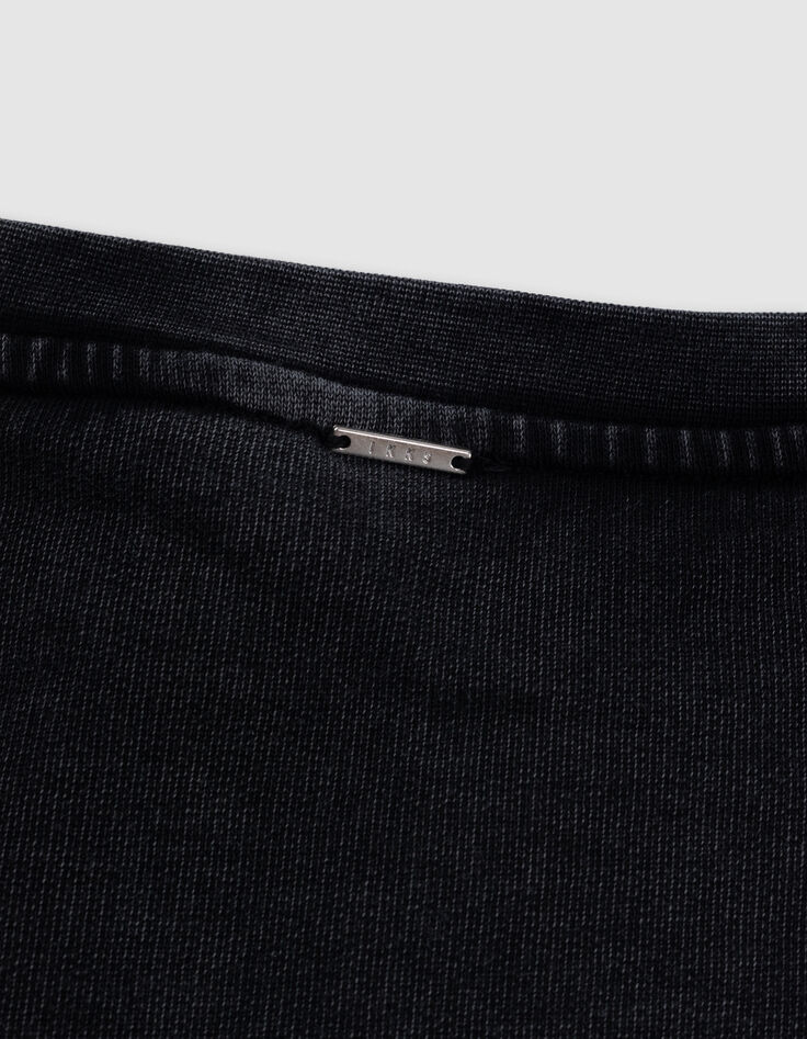 Grey cropped sweatshirt with sequined message for girl-7