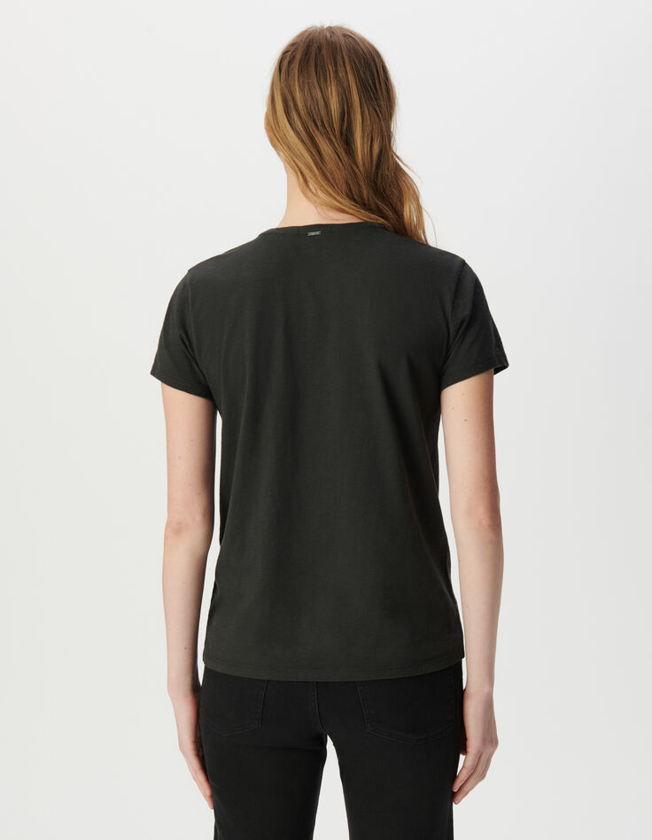 Graues Damen-T-Shirt Biobaumwolle Schriftzug Herzmotiv-3