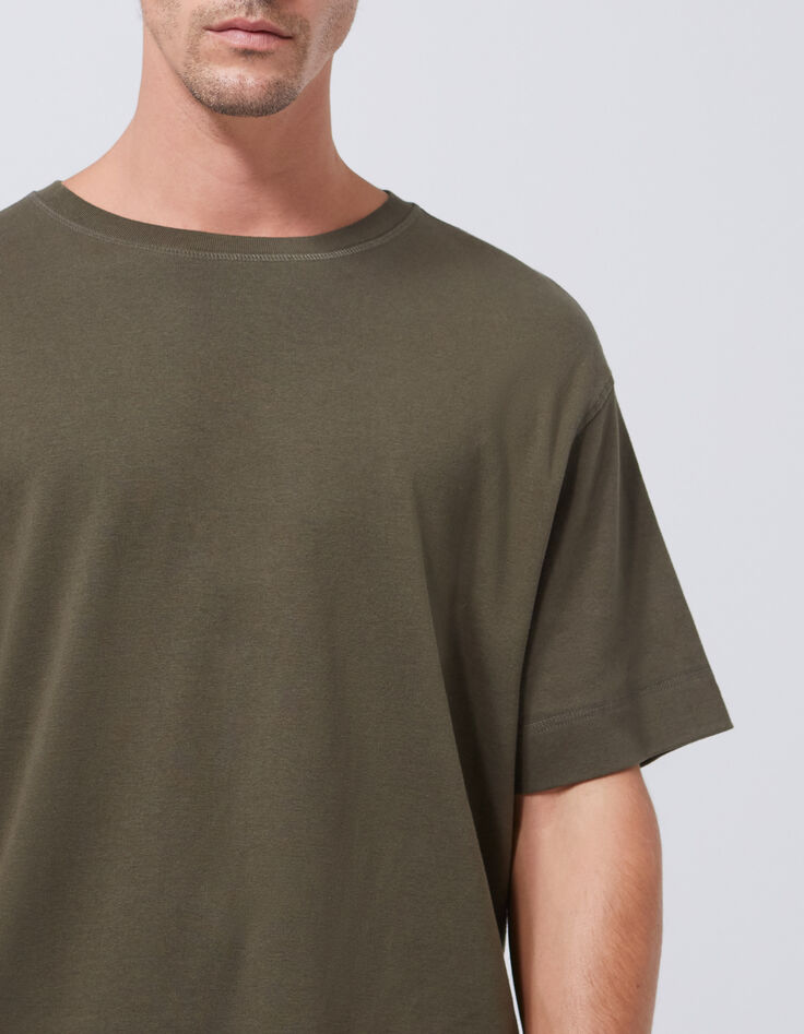Men’s khaki cotton round neck t-shirt-3
