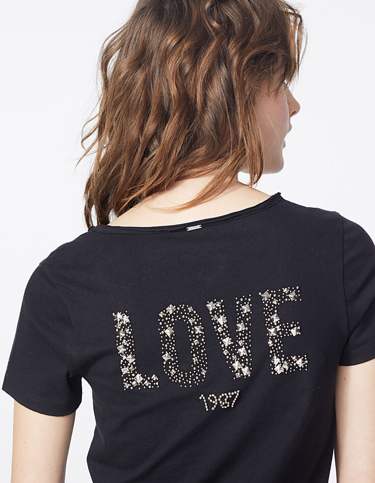 Women’s black beaded graphic organic cotton T-shirt-2