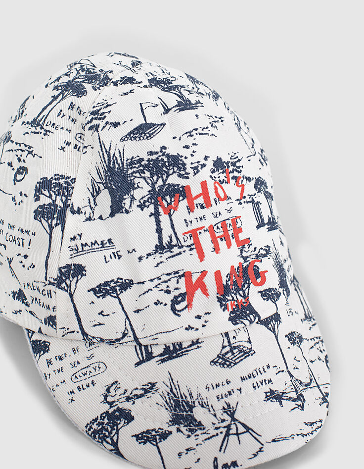 Casquette blanc cassé imprimé toile de Jouy bébé garçon -7