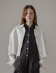 Veste en jean blanc frangé cropped fille-3