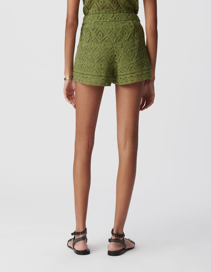 Short verde de ganchillo de algodón orgánico para Mujer-3