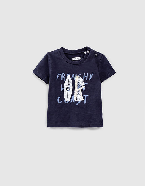 Baby boys’ navy organic T-shirt + embroidered espadrille - IKKS