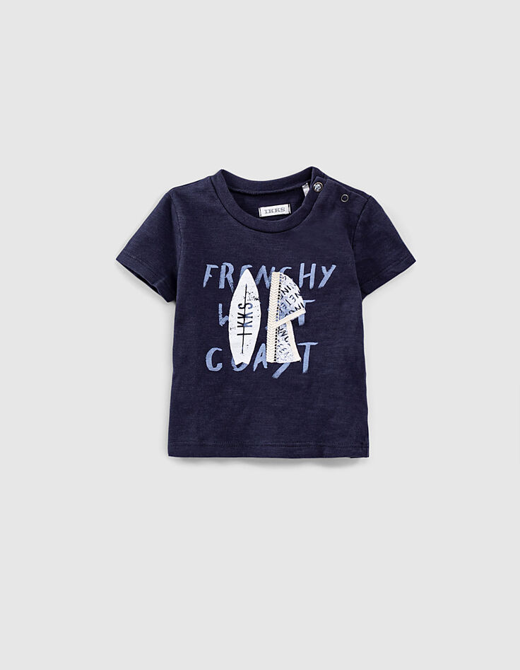 Navy T-shirt geborduurde espadrille biokatoen babyjongens -1