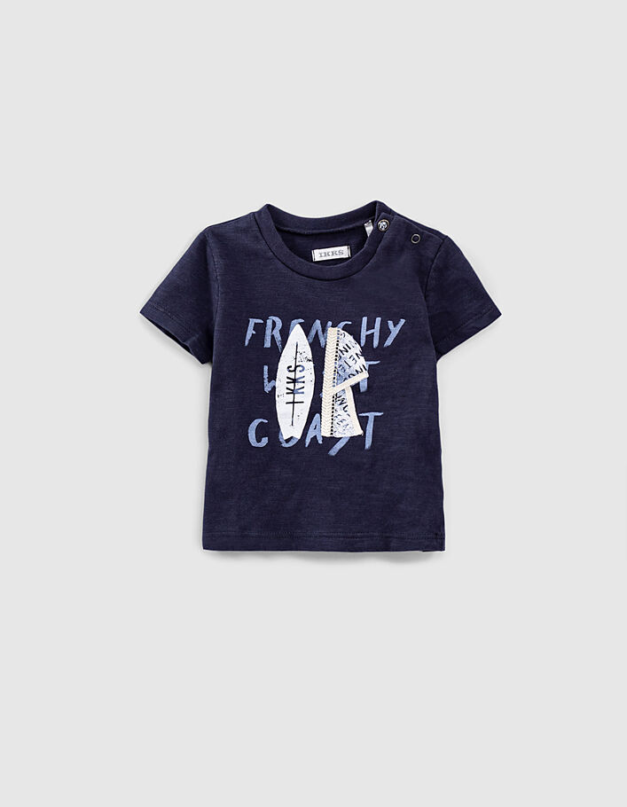 Navy T-shirt geborduurde espadrille biokatoen babyjongens  - IKKS