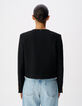 Veste carr&eacute;e noire effet tweed Femme-5