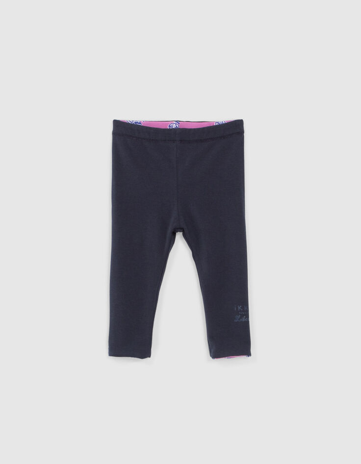 Baby girls' Indian floral/navy reversible leggings-3