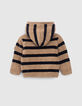 Veste réversible beige rayé navy bébé garçon  -4