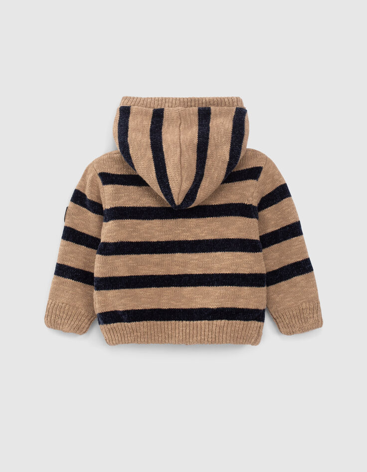 Veste réversible beige rayé navy bébé garçon  -4