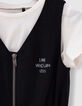 Combi courte 2 en 1 noire avec T-shirt fille-4