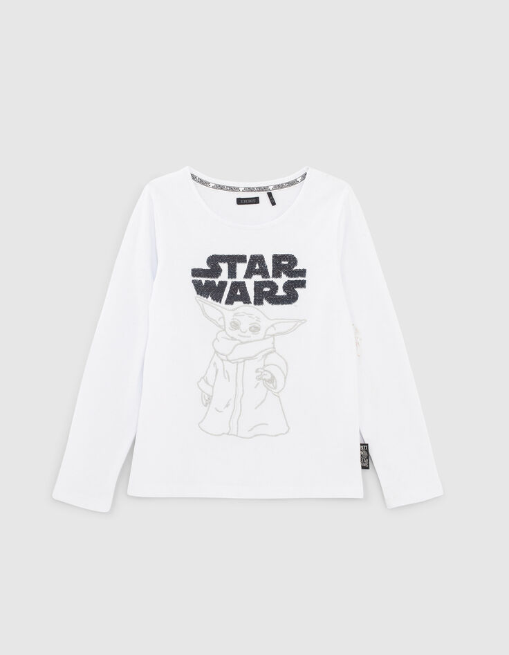 Camiseta blanco bordado Bebé Yoda IKKS - STAR WARS™ niña-3