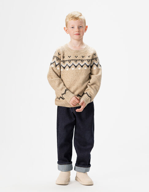 Boys’ beige jacquard knit winter sweater - IKKS