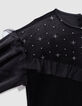 Girls’ black embroidered velvet dress with tulle ruffles-8