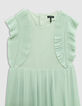Water green iridescent pleated dress for girl-2