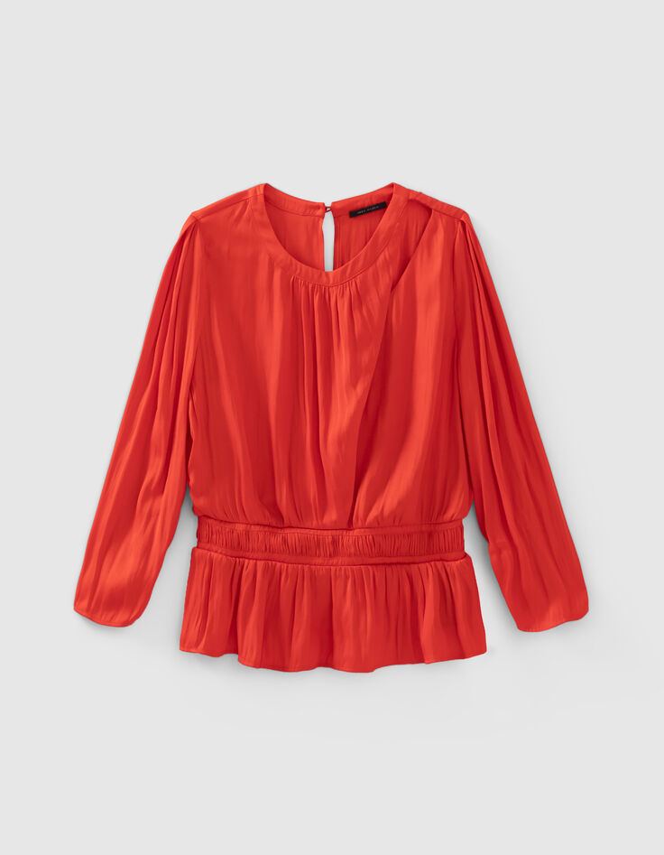 Blouse orange recyclée avec basque Femme-6