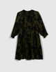 Women’s black lily print dress-7