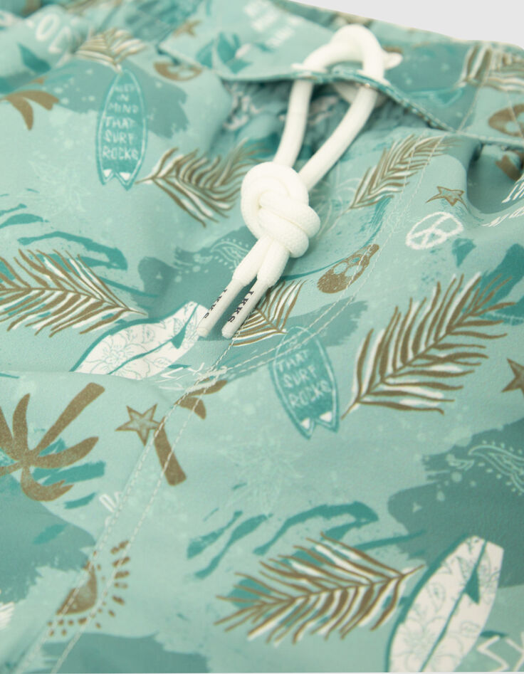 Short De Bain Pour Garçon - Tissu Polyester à Séchage Rapide, Taille élastique - Tailles 2T à 12 Ans, Motif Dragon Vert Et Noir