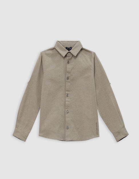 Chemise kaki mix coton et lin garçon - IKKS