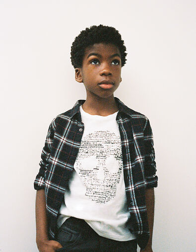 Boys’ off-white T-shirt with skull-writing - IKKS
