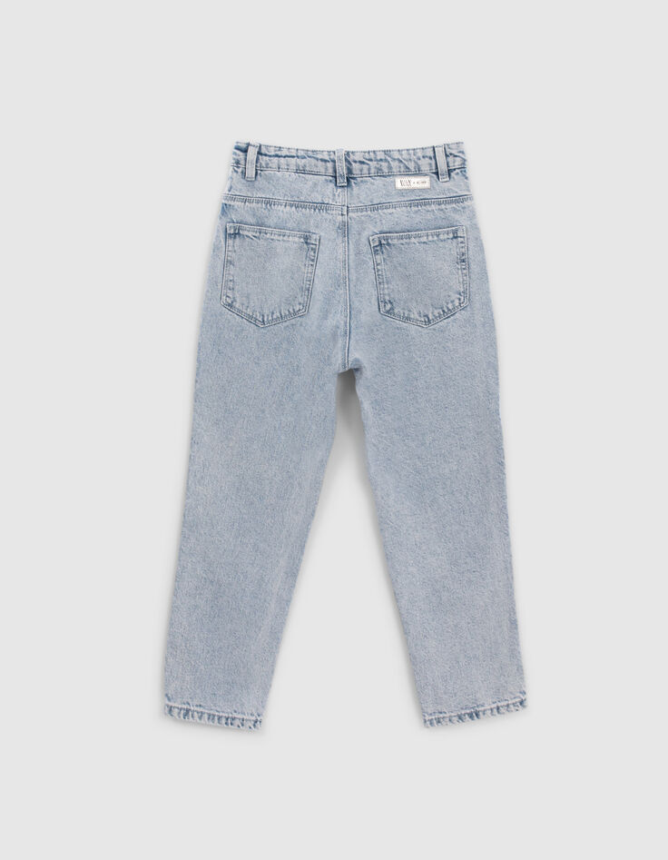 Blaue, knöchellange Mom-Mädchenjeans-2