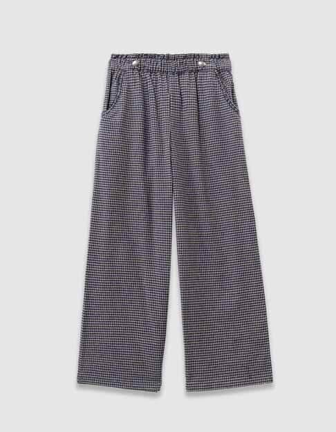 Marineblaue Mädchenhose mit Vichy-Motiv und Rüschen - IKKS
