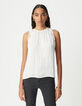 Witte top met kreukeffect en kant Dames-2