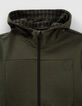 Khaki Jungensweatjacke mit Hahnentrittmuster am Umschlag-2