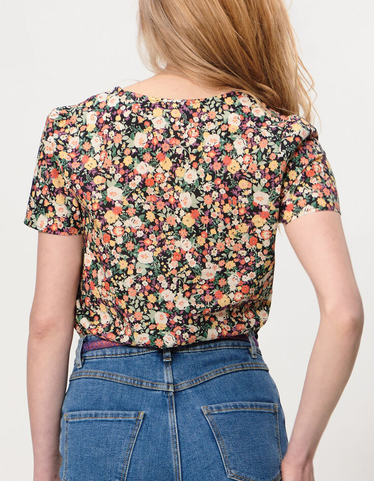 I.Code water pink top + multicoloured flower print-4