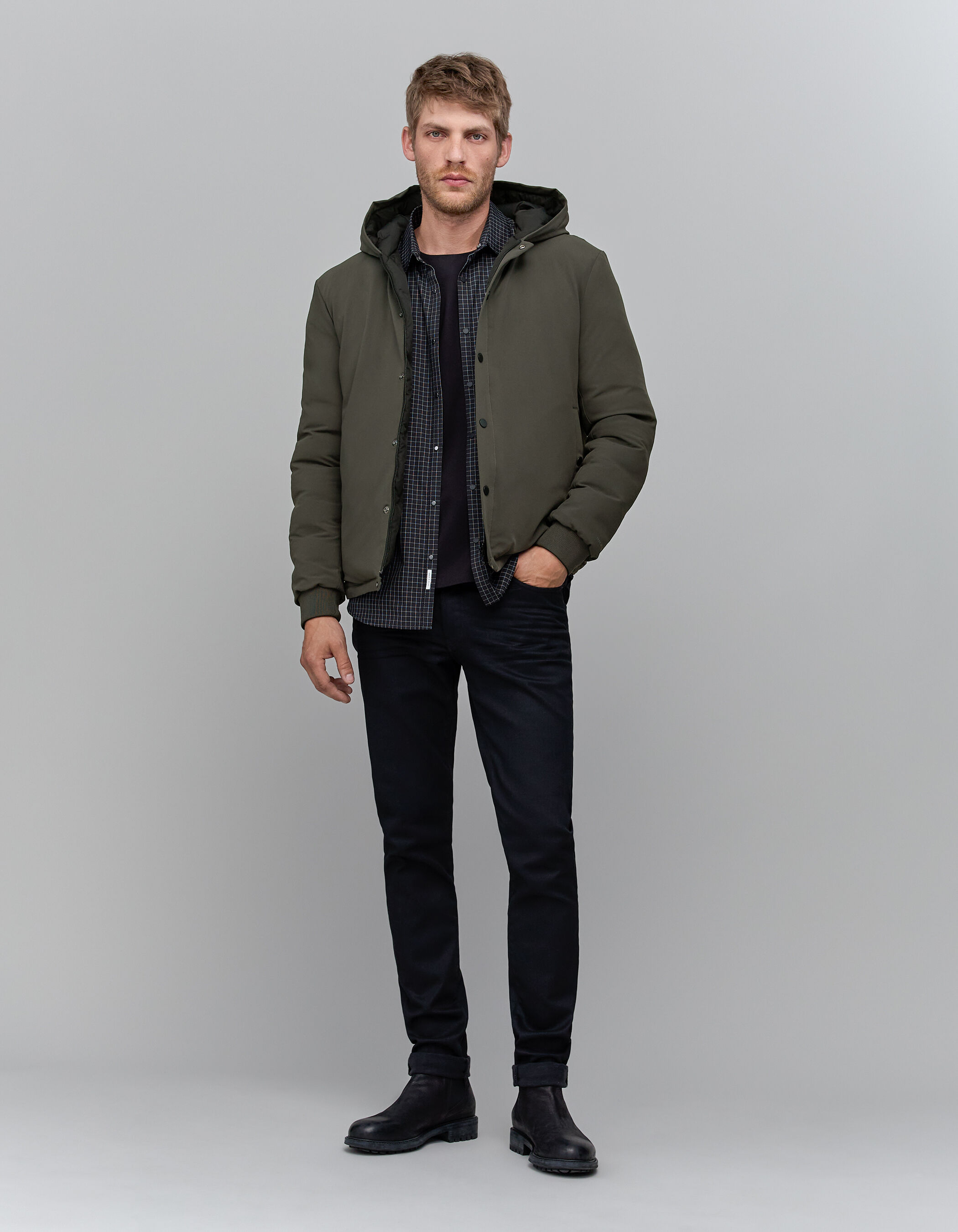 Sous doudoune kaki nylon granite Homme IKKS