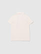 Polo beige coton bio brodé poitrine garçon-3