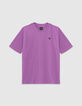 Boys' purple T-shirt with flocked velvet image on back-1