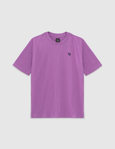 Boys' purple T-shirt with flocked velvet image on back - IKKS