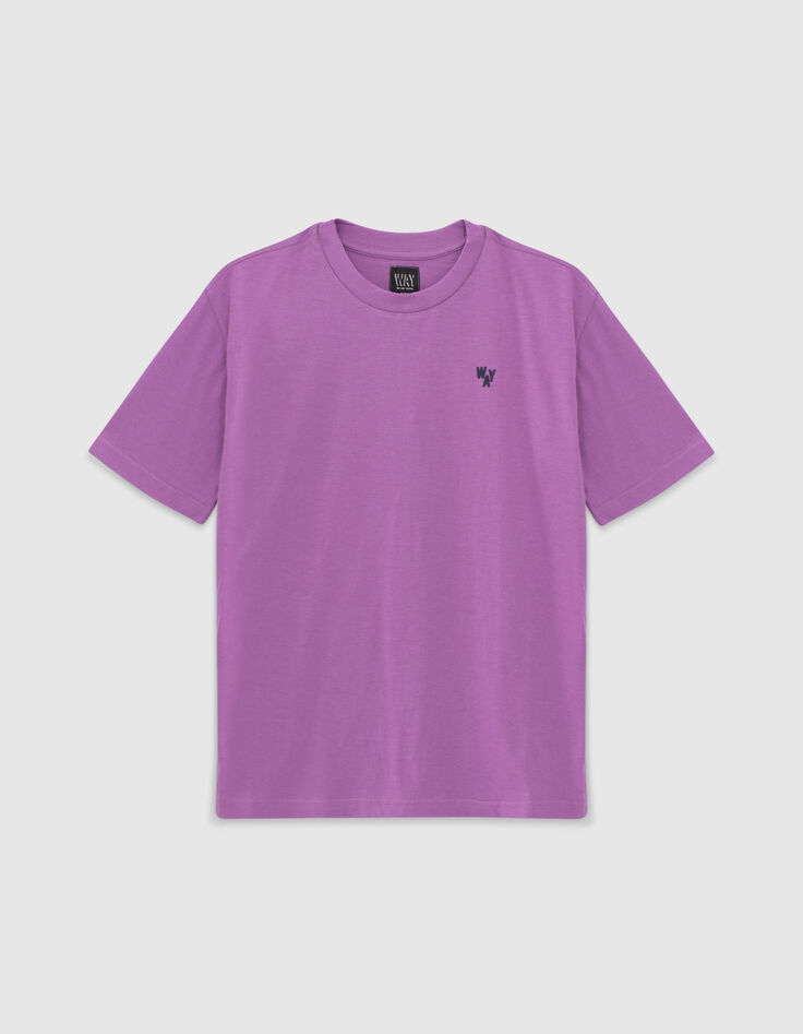 Boys' purple T-shirt with flocked velvet image on back-1
