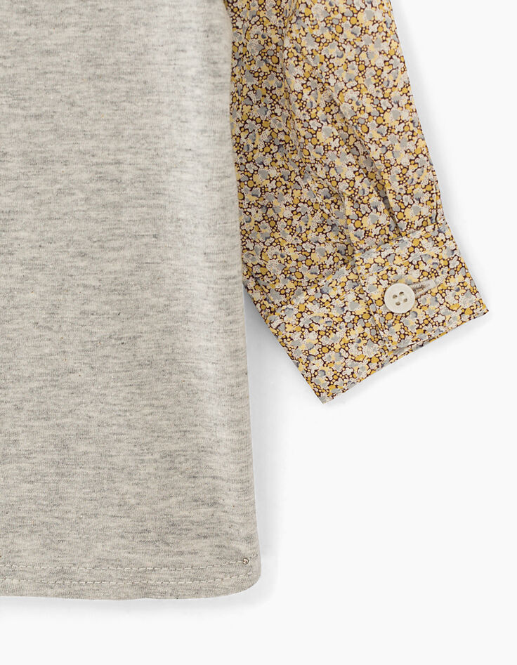 Camisa amarillo medio tejido Liberty de flores bebé niño -4 Camisa amarillo medio tejido Liberty de flores bebé niño -4