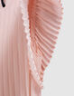 Robe rose plissée décor clous fille-6