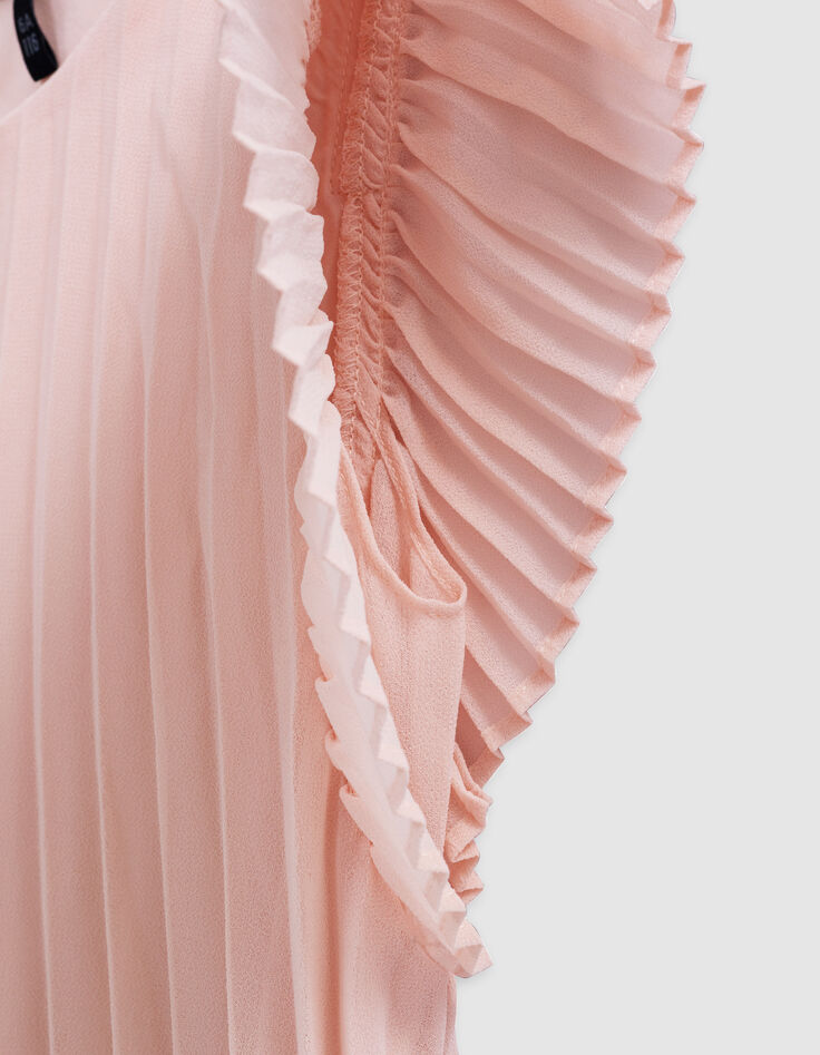 Robe rose plissée décor clous fille-6