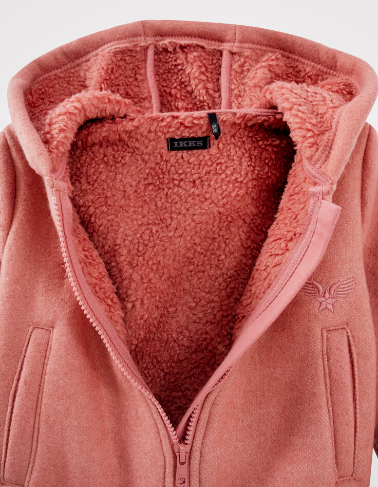 Oudroze vilten vest binnenkant Sherpa meisjes-5