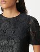 Top negro de mujer con efecto de revestimiento de encaje-5