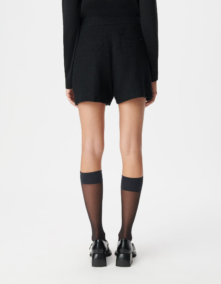 Schwarze Deckshorts f&uuml;r Frauen mit Tweed-Effekt-3