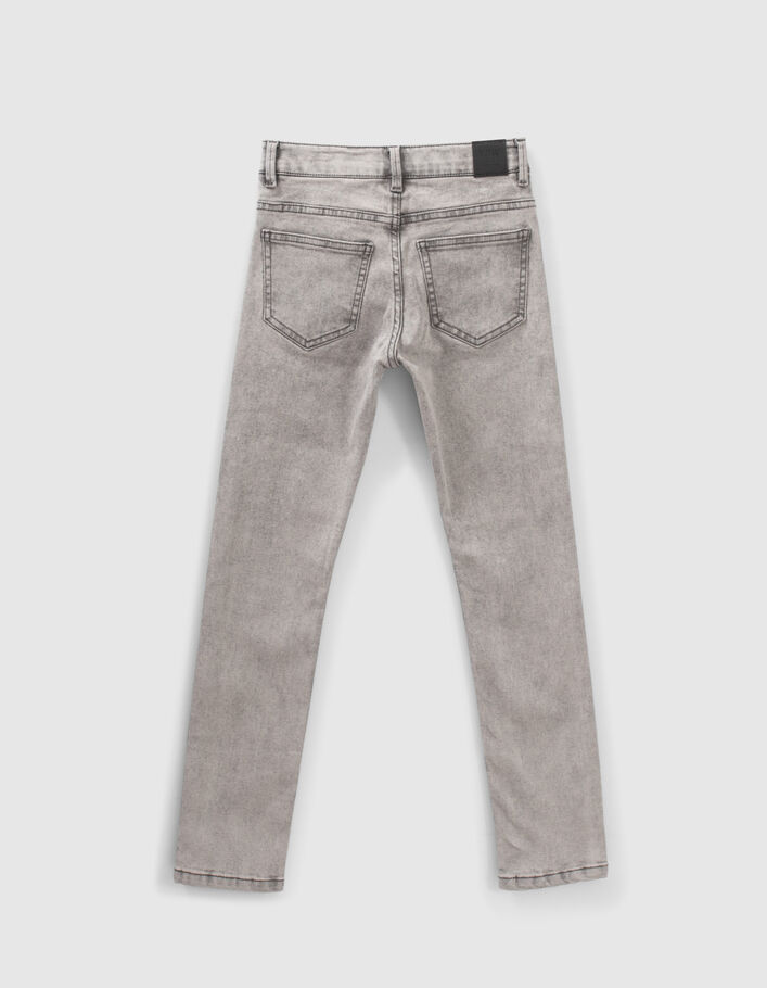 Boys’ grey slim jeans with placed distressing - IKKS