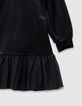 Girls’ black embroidered velvet dress with tulle ruffles-7