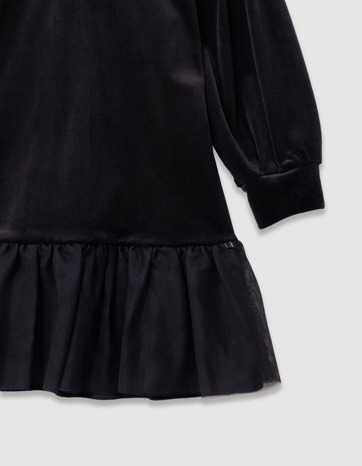 Robe noire velours brodé volants tulle fille-7 Robe noire velours brodé volants tulle fille-7